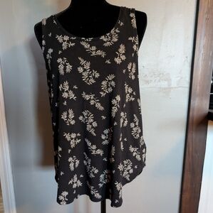 Old Navy Black and White Floral Tank Top